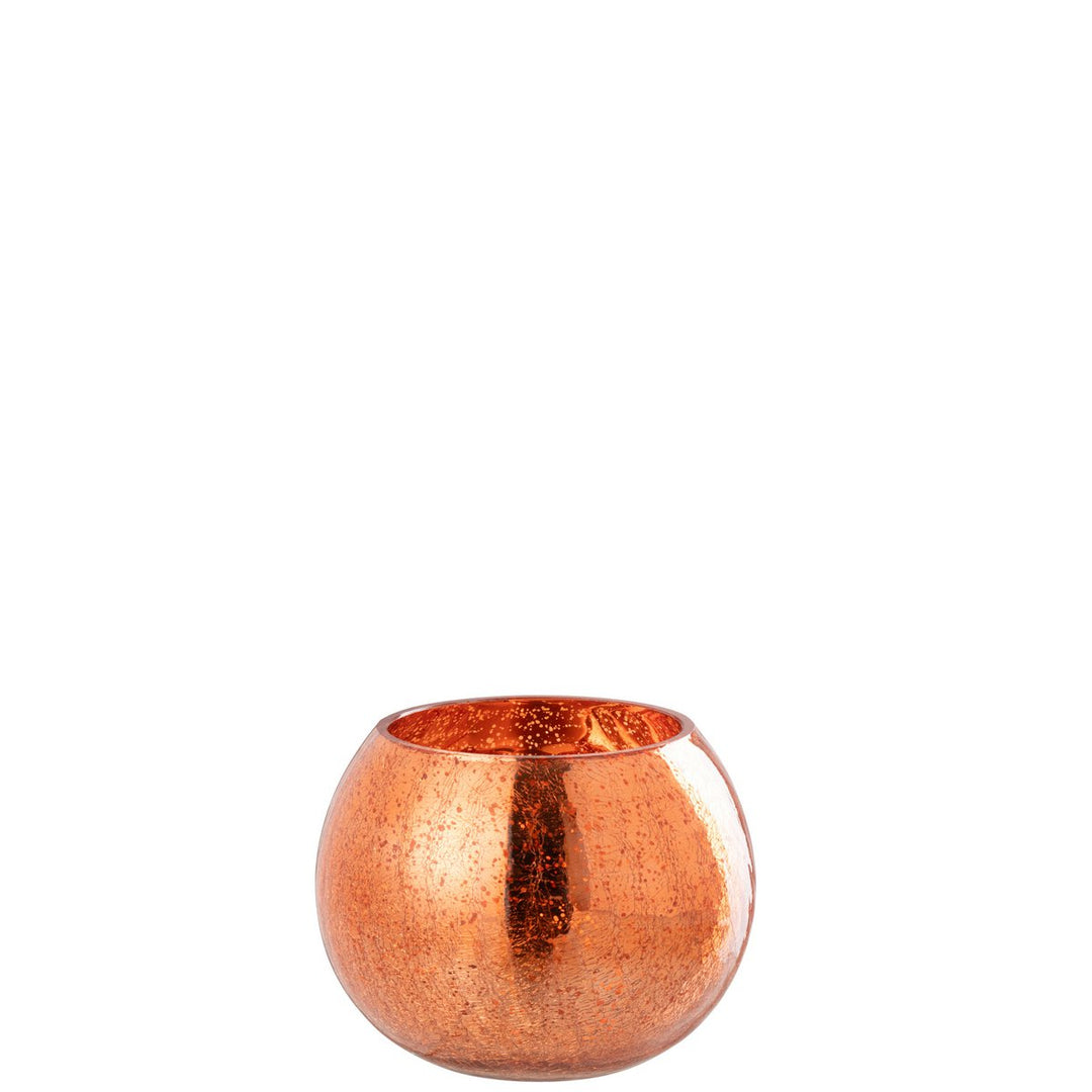 Photophore Boule Craquelée Verre Orange Large 2