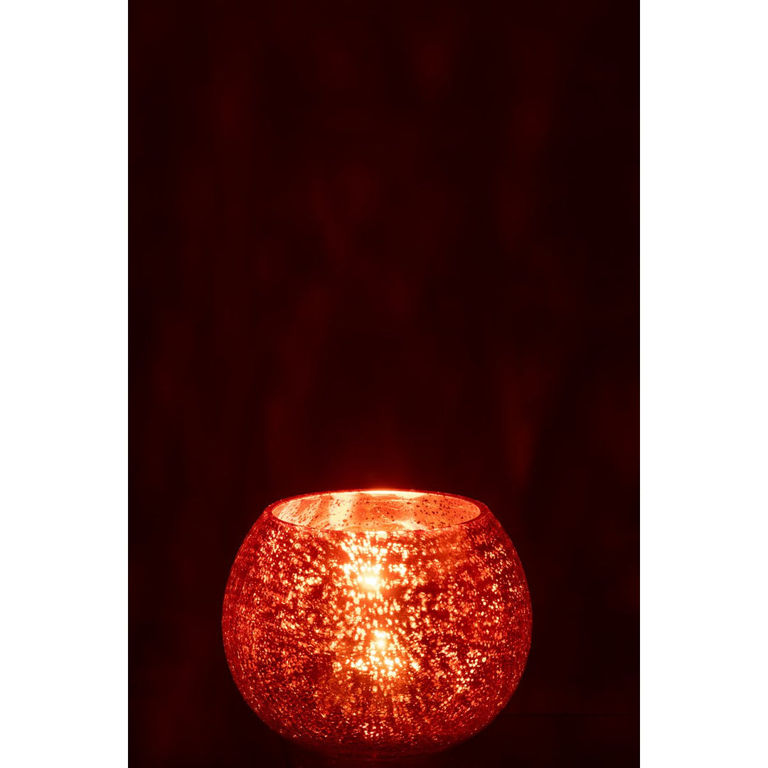 Photophore Boule Craquelée Verre Orange Large 3