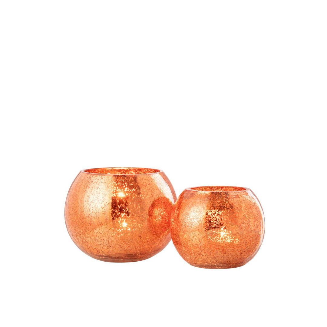 Photophore Boule Craquelée Verre Orange Large 4