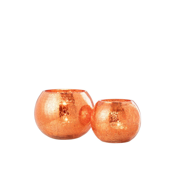 Photophore Boule Craquelée Verre Orange Large 4