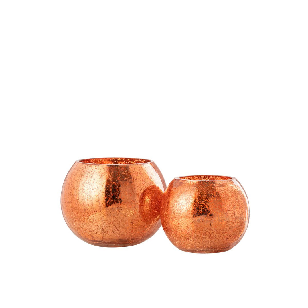 Photophore Boule Craquelée Verre Orange Large 6