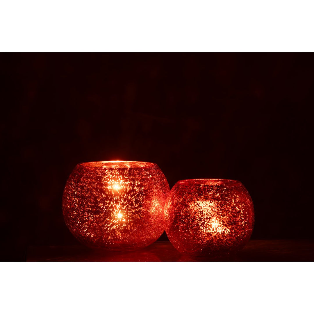 Photophore Boule Craquelée Verre Orange Large 7