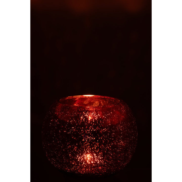 Photophore Boule Craquelée Verre Rose Large 3