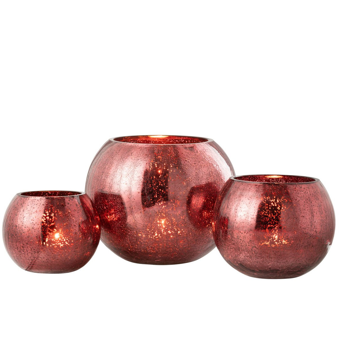 Photophore Boule Craquelée Verre Rose Large 4