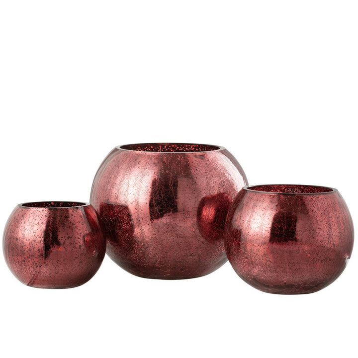 Photophore Boule Craquelée Verre Rose Large 5