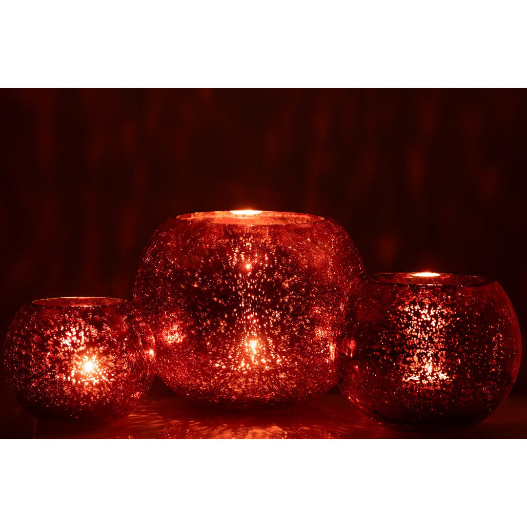 Photophore Boule Craquelée Verre Rose Large 6