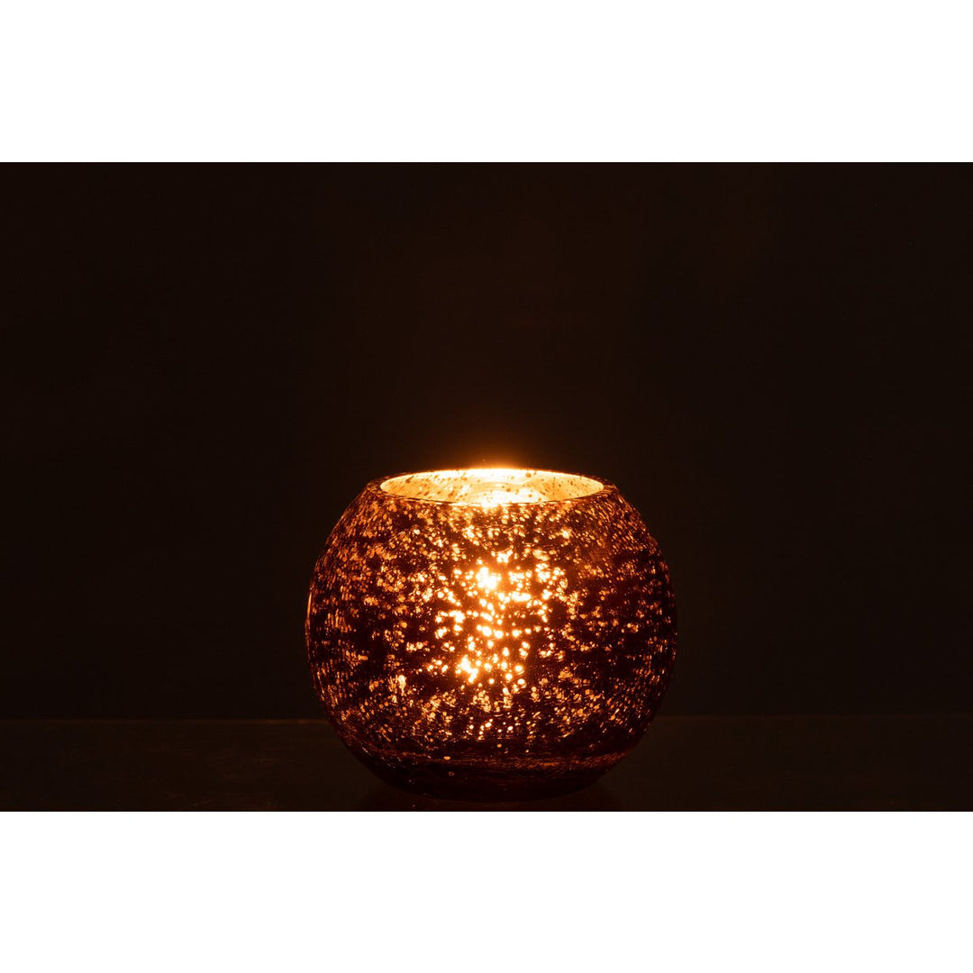 Photophore Boule verre Effet Nacre Marron 