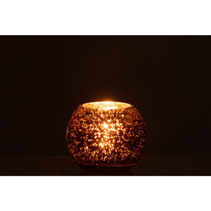 Photophore Boule verre Effet Nacre Marron 