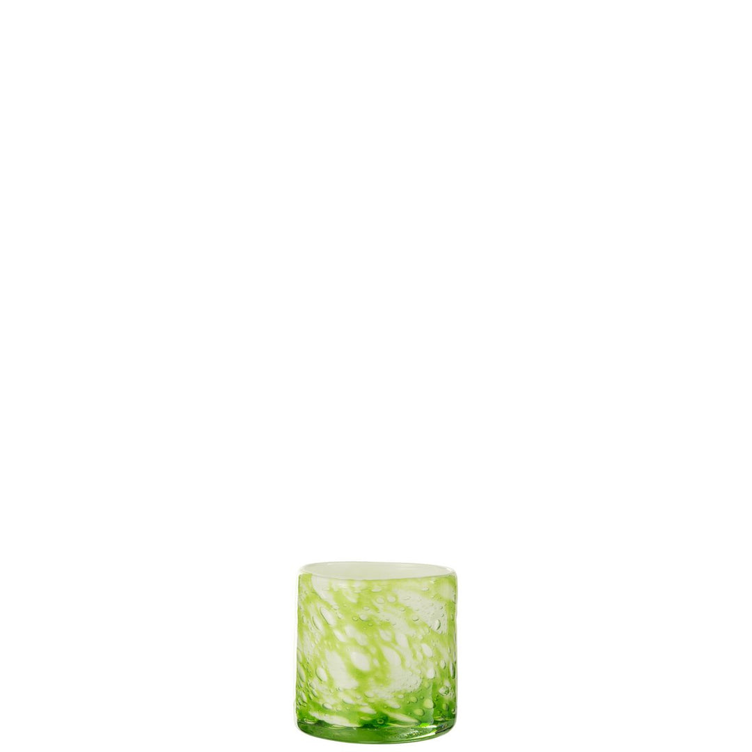 Photophore Marbre Verre Vert/Blanc 