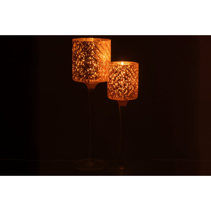  Photophore  Pied Zigzag -Verre Saumon H30