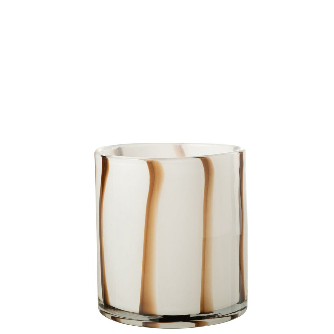 Photophore Safari Verre Blanc/Marron 