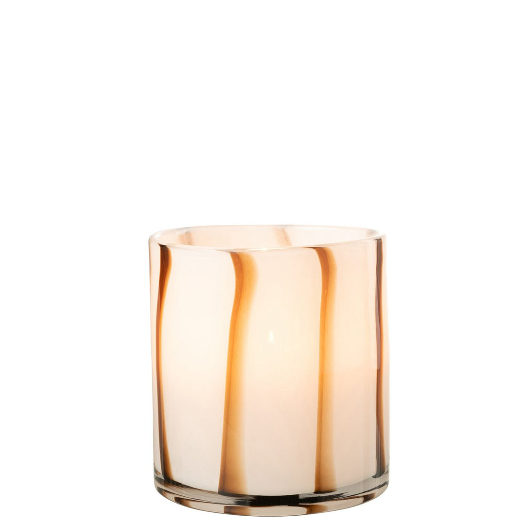 Photophore Safari Verre Blanc/Marron  J-Line