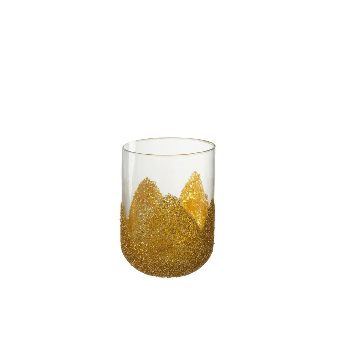 Photophore Strass Verre Transparent  Or 