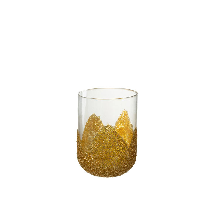 Photophore Strass Verre Transparent  Or 