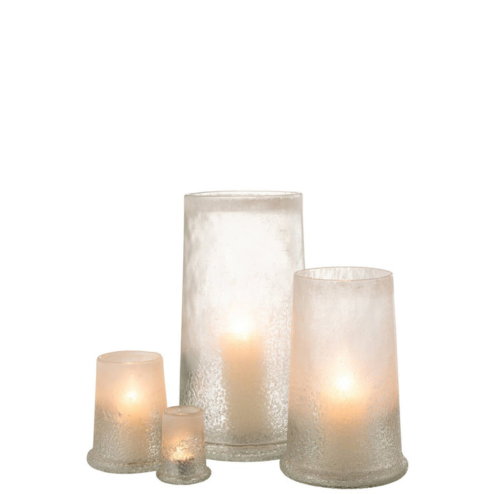 Photophore Sucre  en Verre Blanc 
