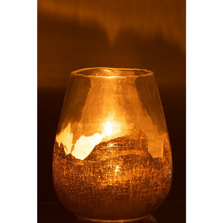 Photophore Zoé Rond en Verre Doré H31 