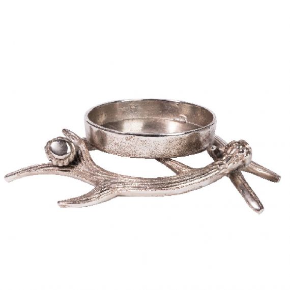 Photophore en forme de bois de cerf - aluminium plaqué nickel argenté