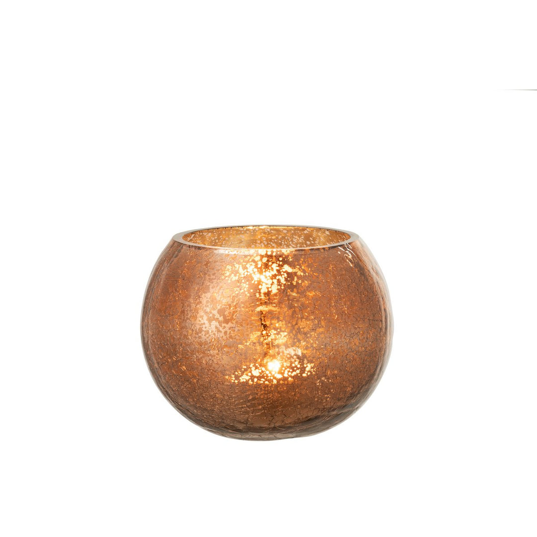 Photophores Boule  Verre Craquelé Nacré Marron