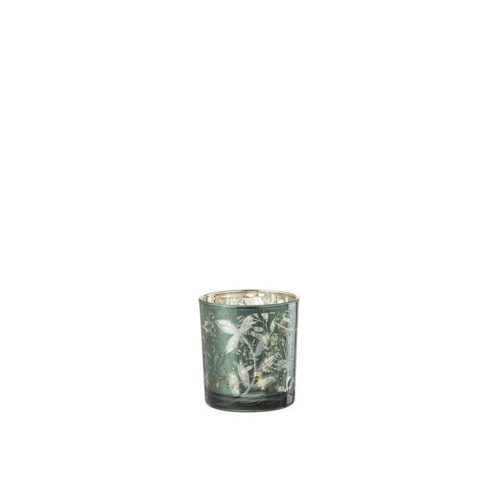 Photophores Feuilles en Verre Vert et Or 