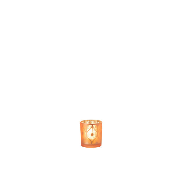 Photophores Losange Fleurs Verre Orange Petit