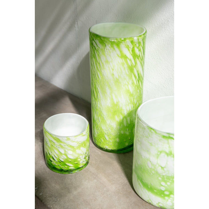 Photophores Marbre Verre Vert pomme /Blanc 