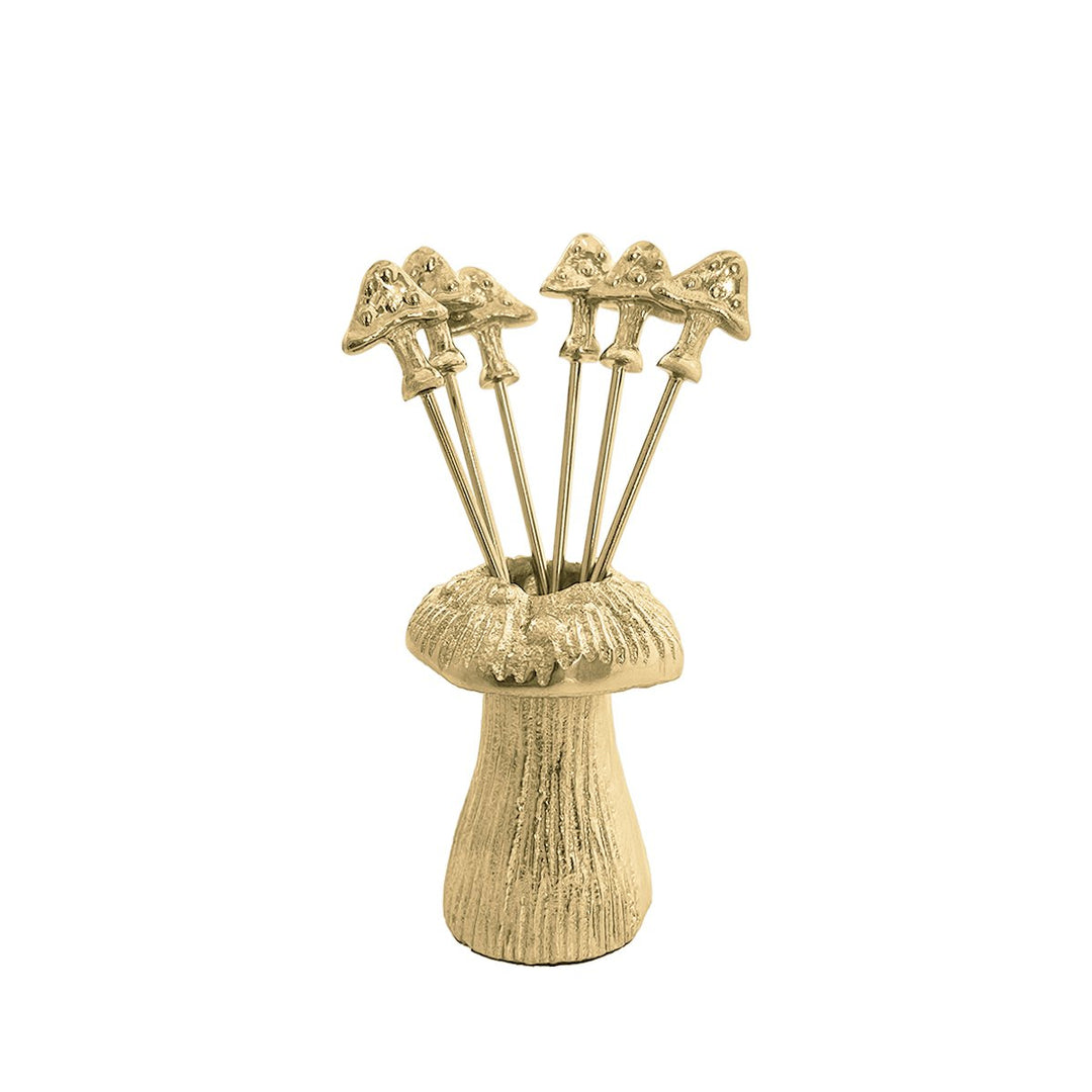Piques apéritif champignon dorés - lot de 6
