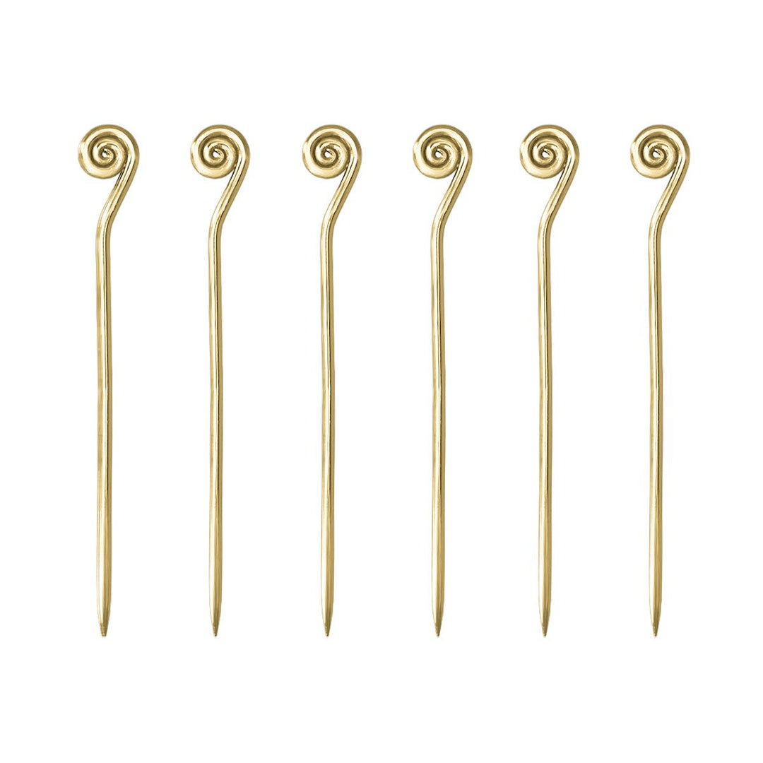 Piques apéritif escargot dorés - lot de 6