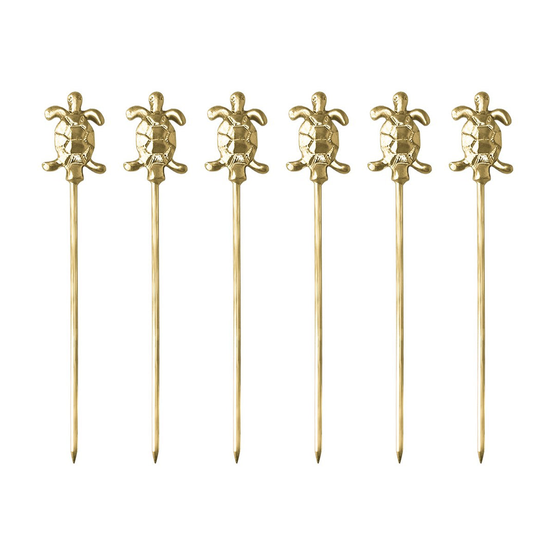 Piques apéritif tortue dorés - lot de 6