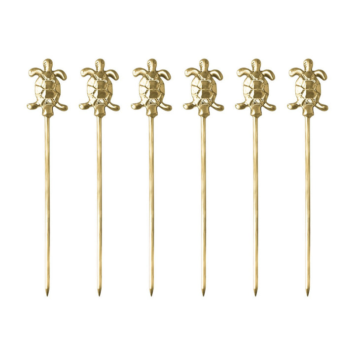 Piques apéritif tortue dorés - lot de 6