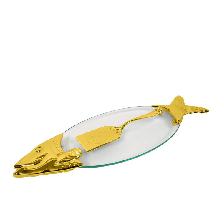 Plat poisson avec pelle dorée
