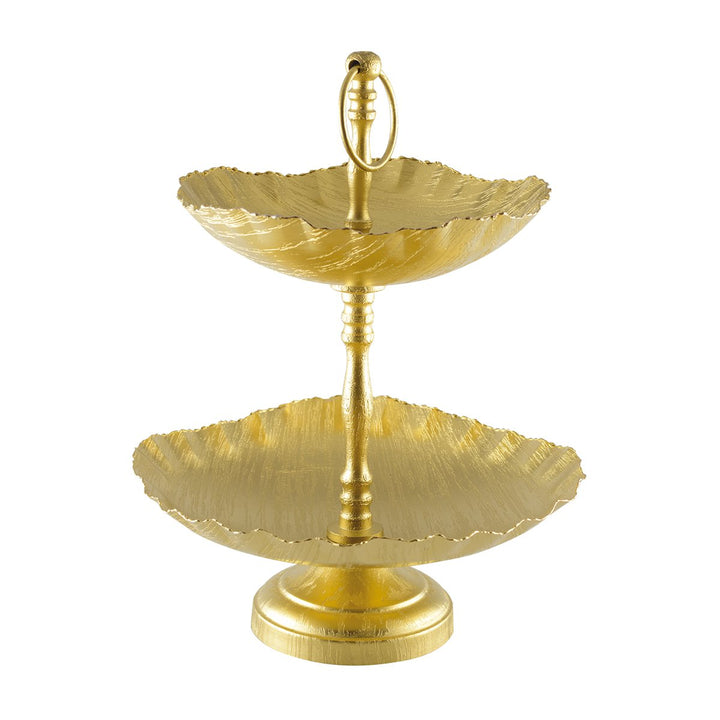 Présentoir Dessert 2 étages doré mat 31 cm