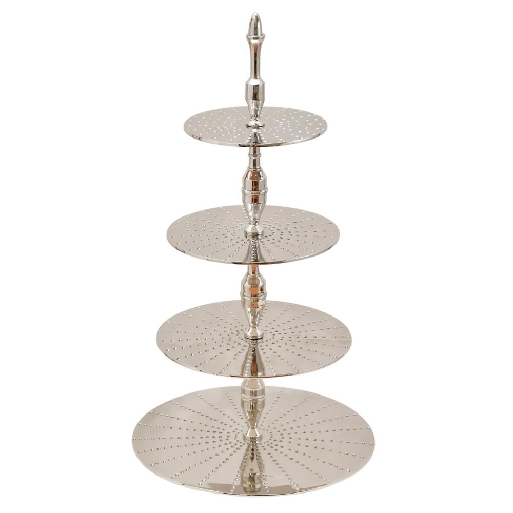 Présentoir à gateaux  4 étages argent h.73cm