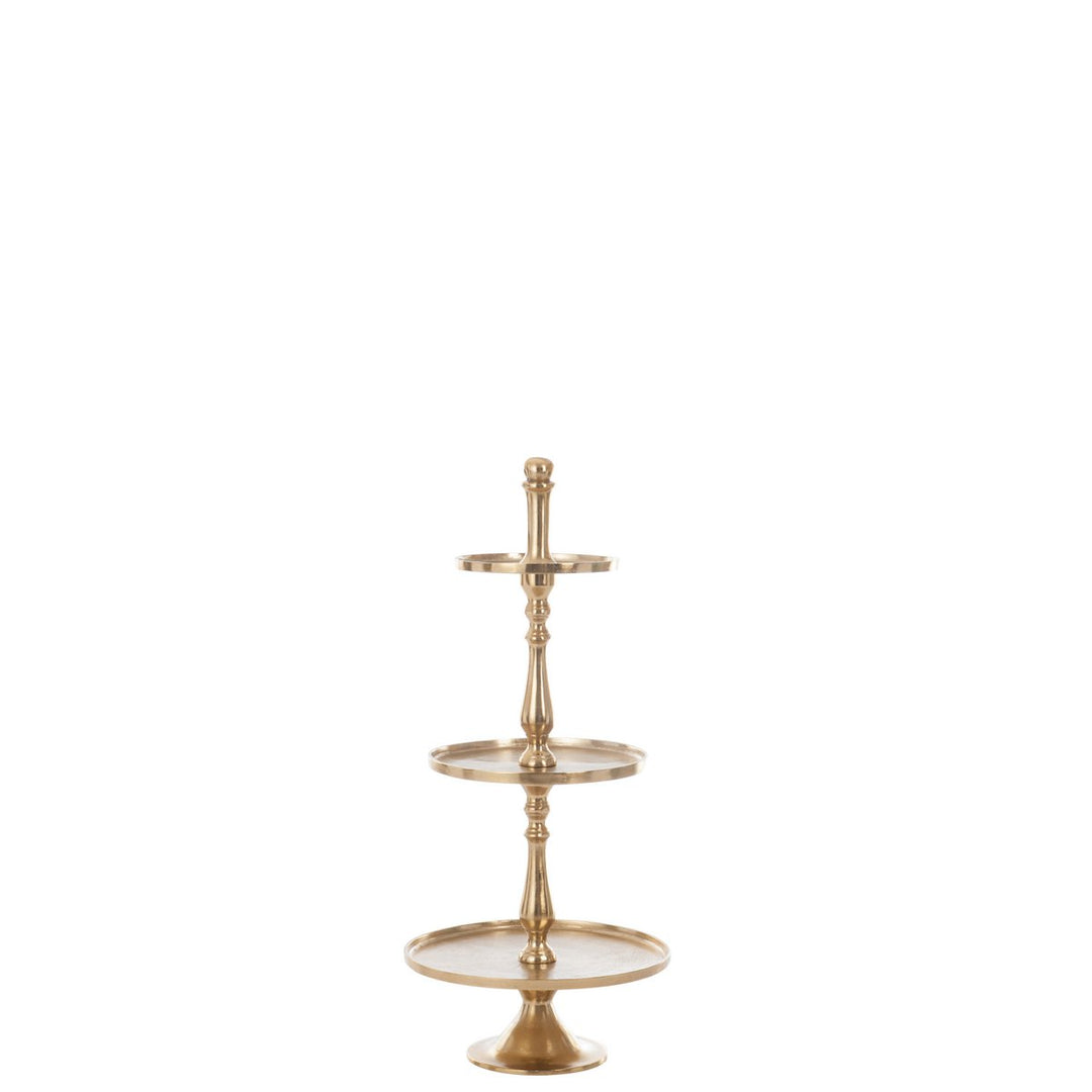 Présentoir sessert Plateau 3 niveaux rond en aluminium doré H 94 cm