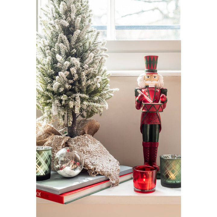 Sapin de Noël Enneigé avec LED et Pot  Jute H58 cm