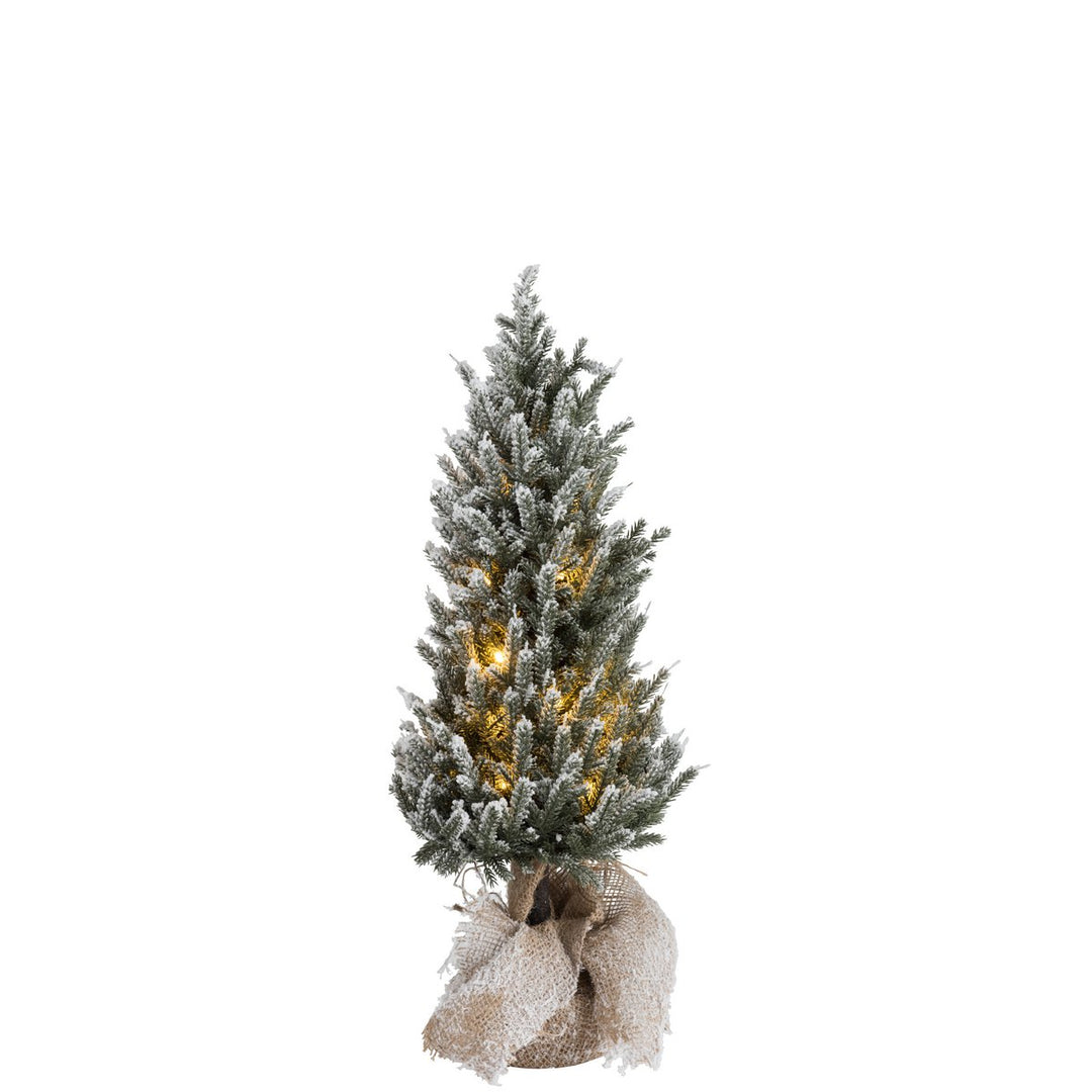 Sapin de Noël Enneigé avec LED et Pot en Jute H58 cm