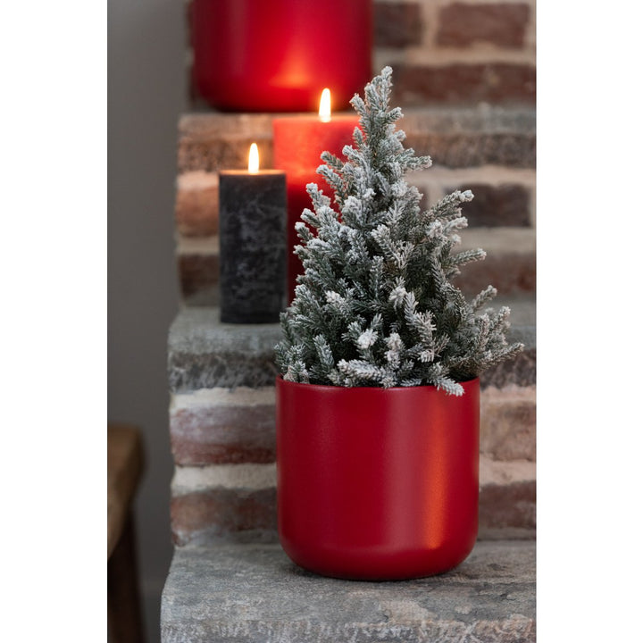 Sapin de Noël Enneigé avec LED et Pot en Jute H58 cm exterieur