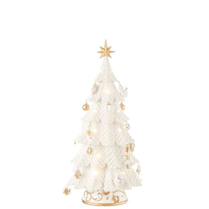 Sapin de Noël LED en Résine Blanc & Or H51,5 cm