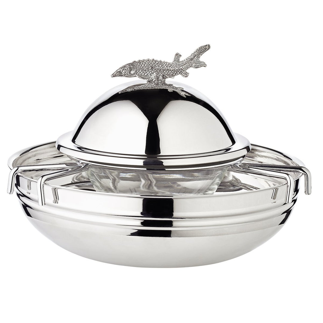 Service à Caviar “Sturgeon” – Argenté avec Bol en Verre