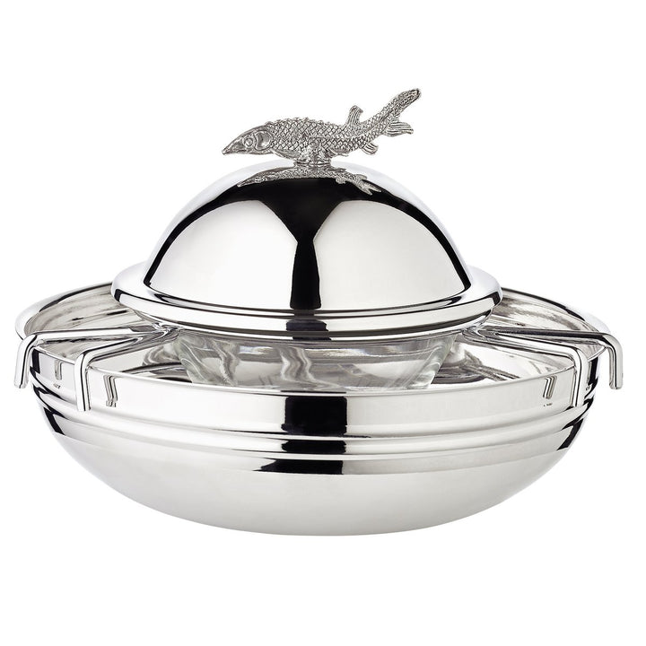 Service à Caviar “Sturgeon” – Argenté avec Bol en Verre