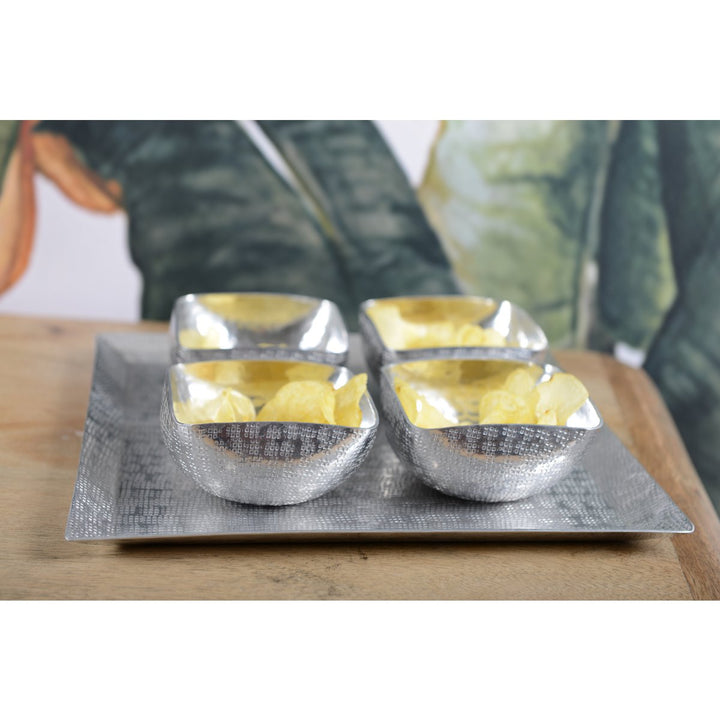 Set Apéritif 4 Coupelles sur Plateau en Aluminium