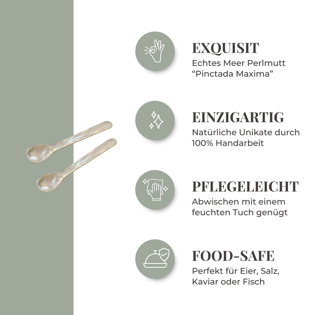 Set de 2 cuillères en nacre - cuillères à caviar / cuillères à œuf 