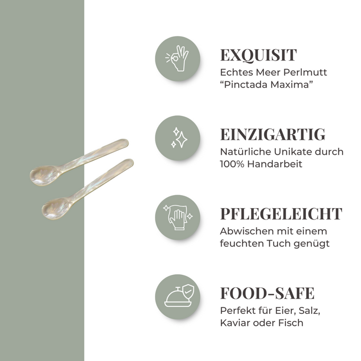 Set de 2 cuillères en nacre - cuillères à caviar / cuillères à œuf 