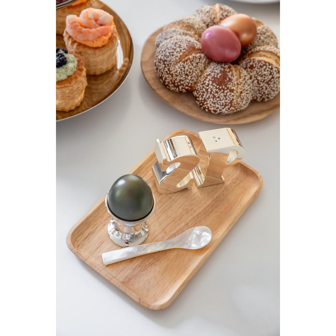 Set de 2 cuillères en nacre - cuillères à caviar / cuillères à œuf | extrémité du manche carré horeca