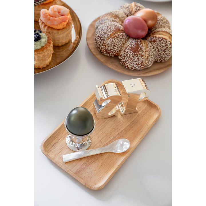 Set de 2 cuillères en nacre - cuillères à caviar / cuillères à œuf | extrémité du manche carré horeca