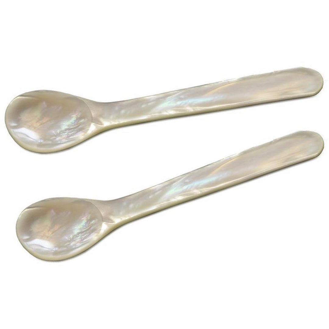 Set de 2 cuillères en nacre - cuillères à caviar / cuillères à œuf | extrémité du manche rond
