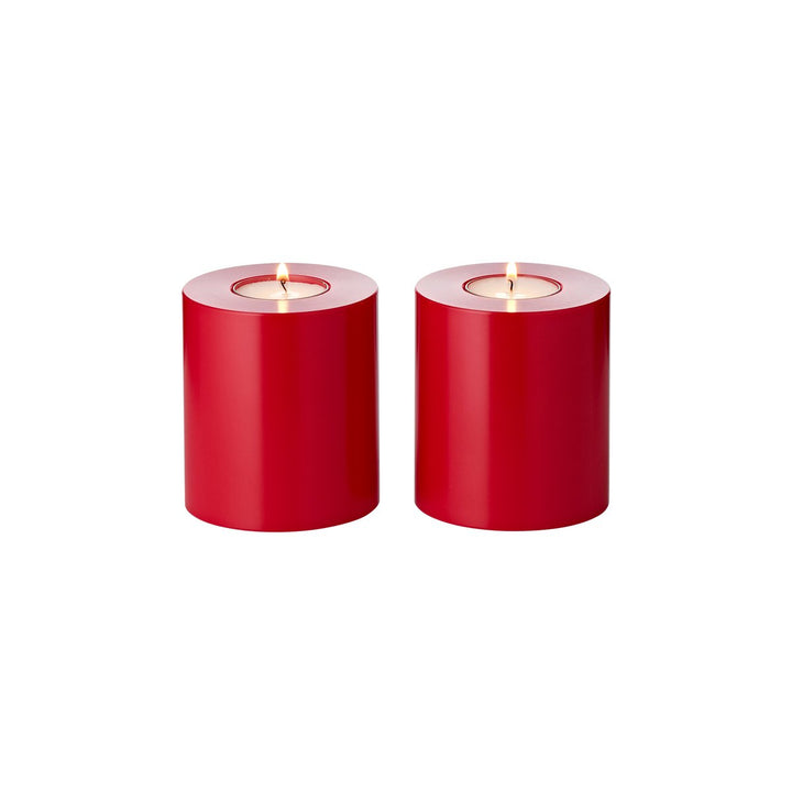 Set de 2 photophores Cornelius (hauteur 9 cm, Ø 8 cm), rouges, résistants à la chaleur 