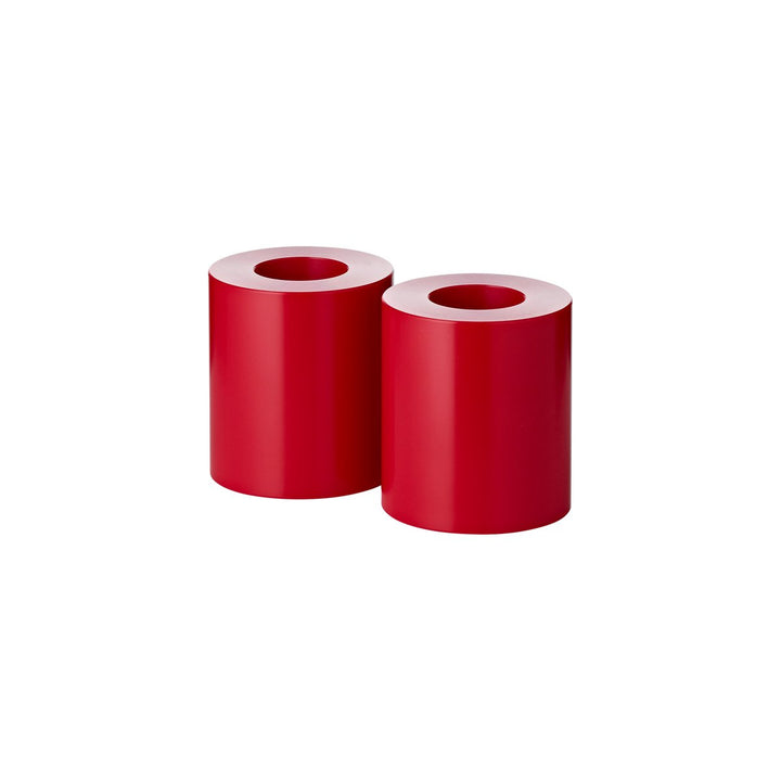 Set de 2 photophores Cornelius (hauteur 9 cm, Ø 8 cm), rouges, résistants à la chaleur jusqu’à 90 