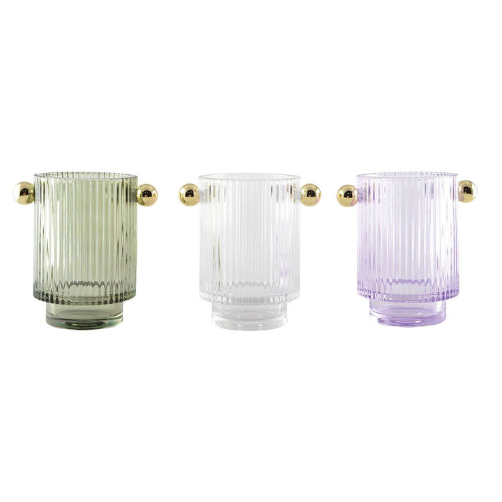 Set de 3 Bougeoirs en Verre de 3 Coloris&nbsp;