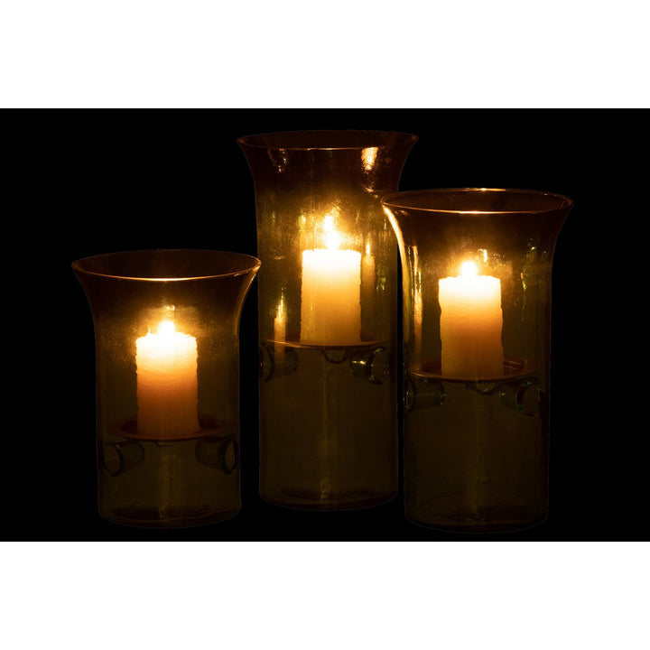 Set de 3 Photophores Bord Verre/Métal -Vert 