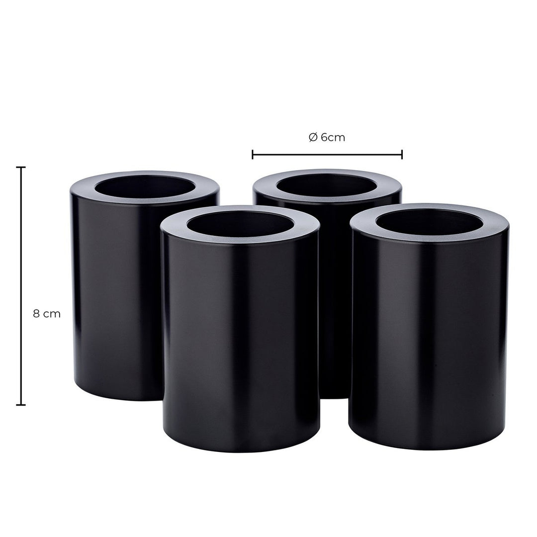 Set de 4 bougies permanentes Cornelius (hauteur 8 cm, Ø 6 cm), noires, photophores résistants chaleur